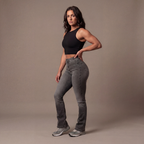 Jean Flare  | Taille Haute - Gris