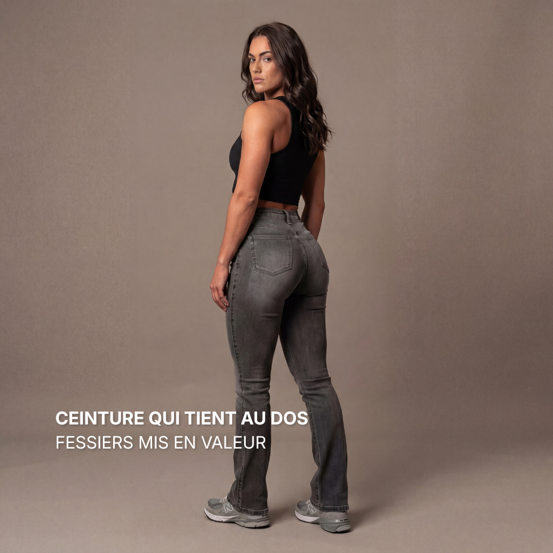 Jean Flare  | Taille Haute - Gris