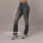 Jean Flare  | Taille Haute - Gris