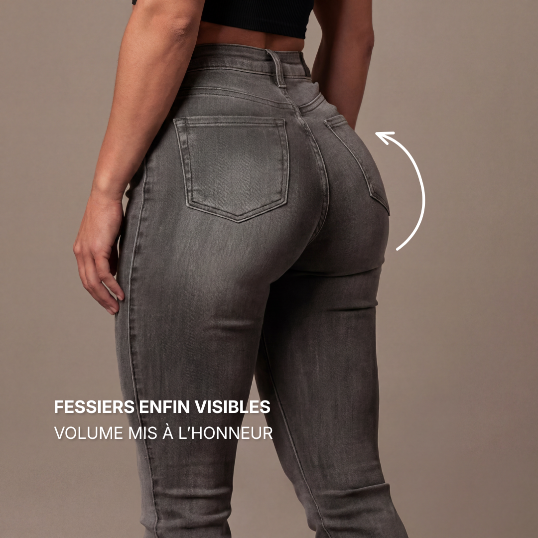 Jean Flare  | Taille Haute - Gris