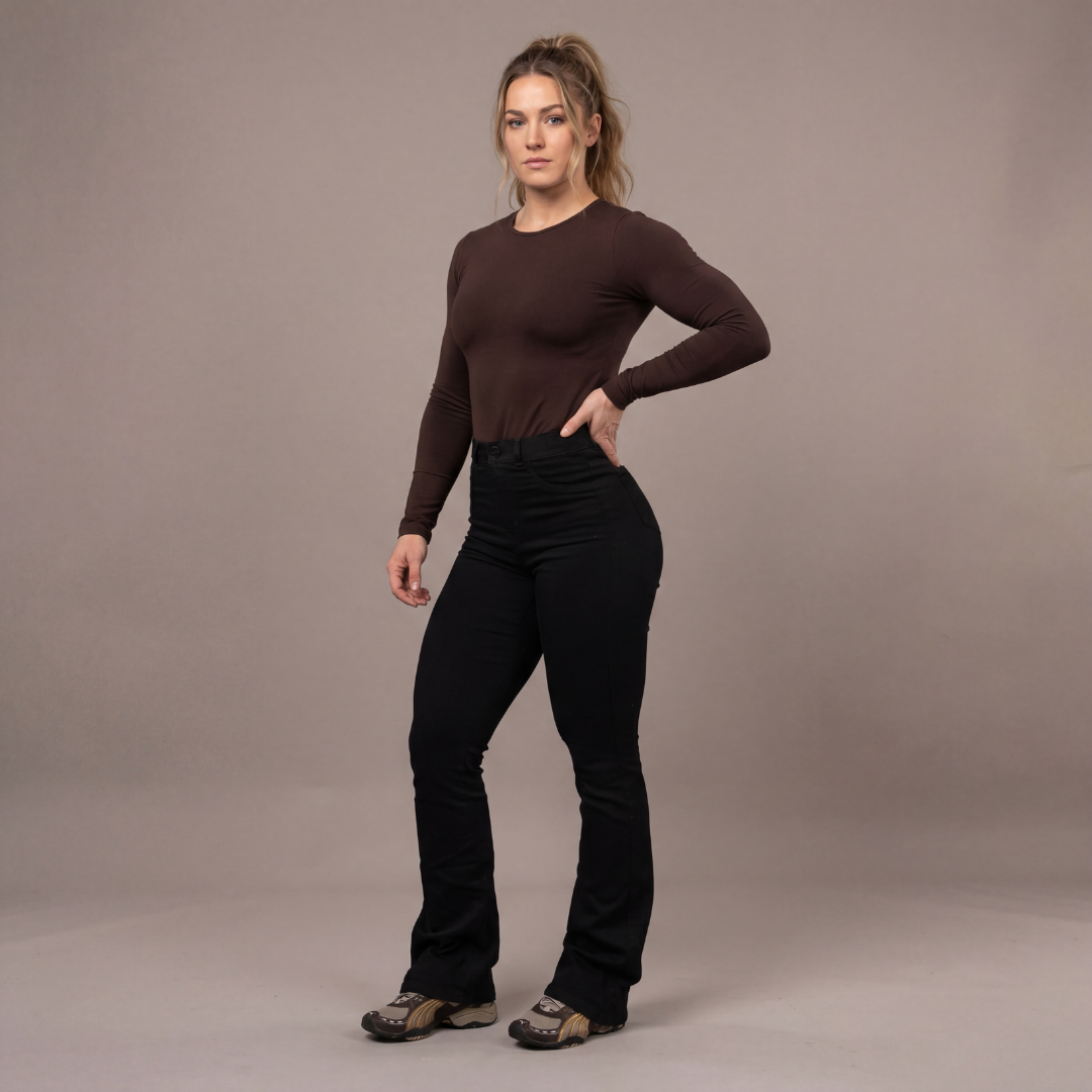 Jean Flare  | Taille Haute - Noir