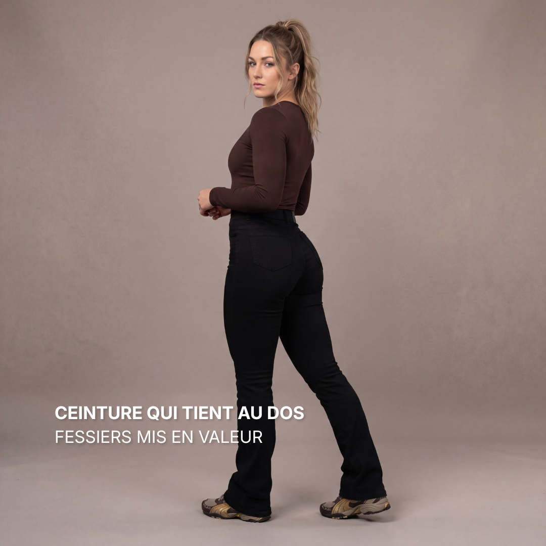 Jean Flare  | Taille Haute - Noir