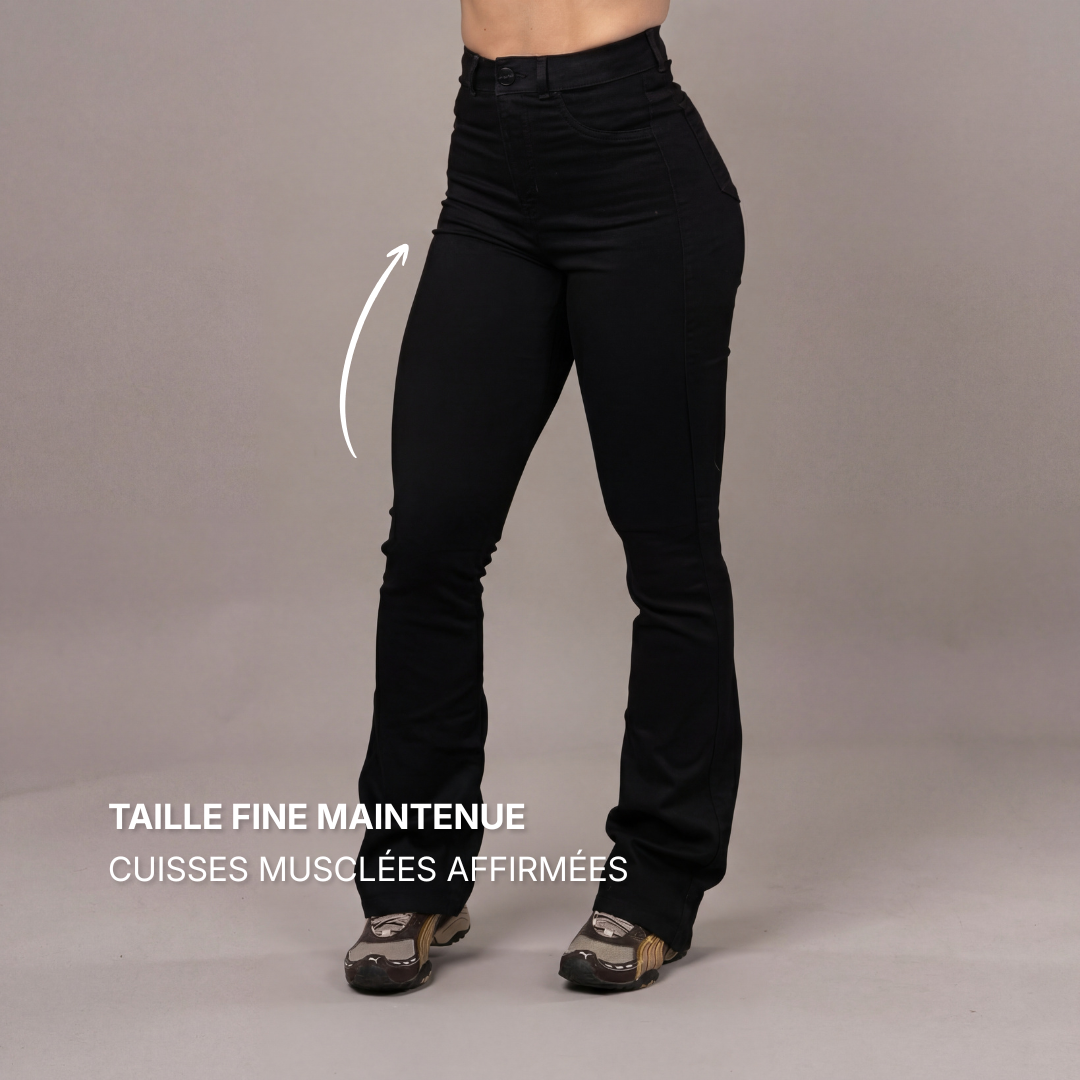 Jean Flare  | Taille Haute - Noir