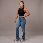 Jean Flare  | Taille Haute - Bleu