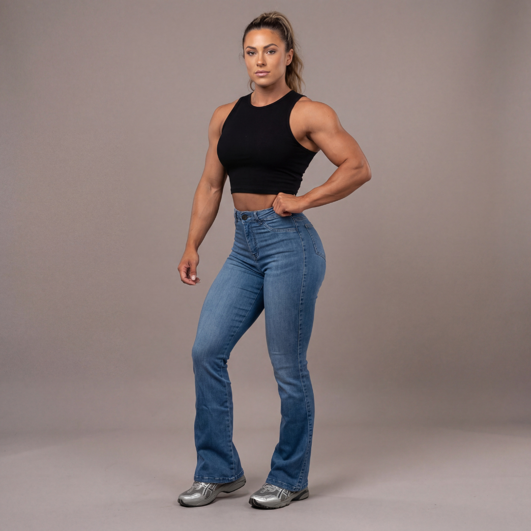 Jean Flare  | Taille Haute - Bleu