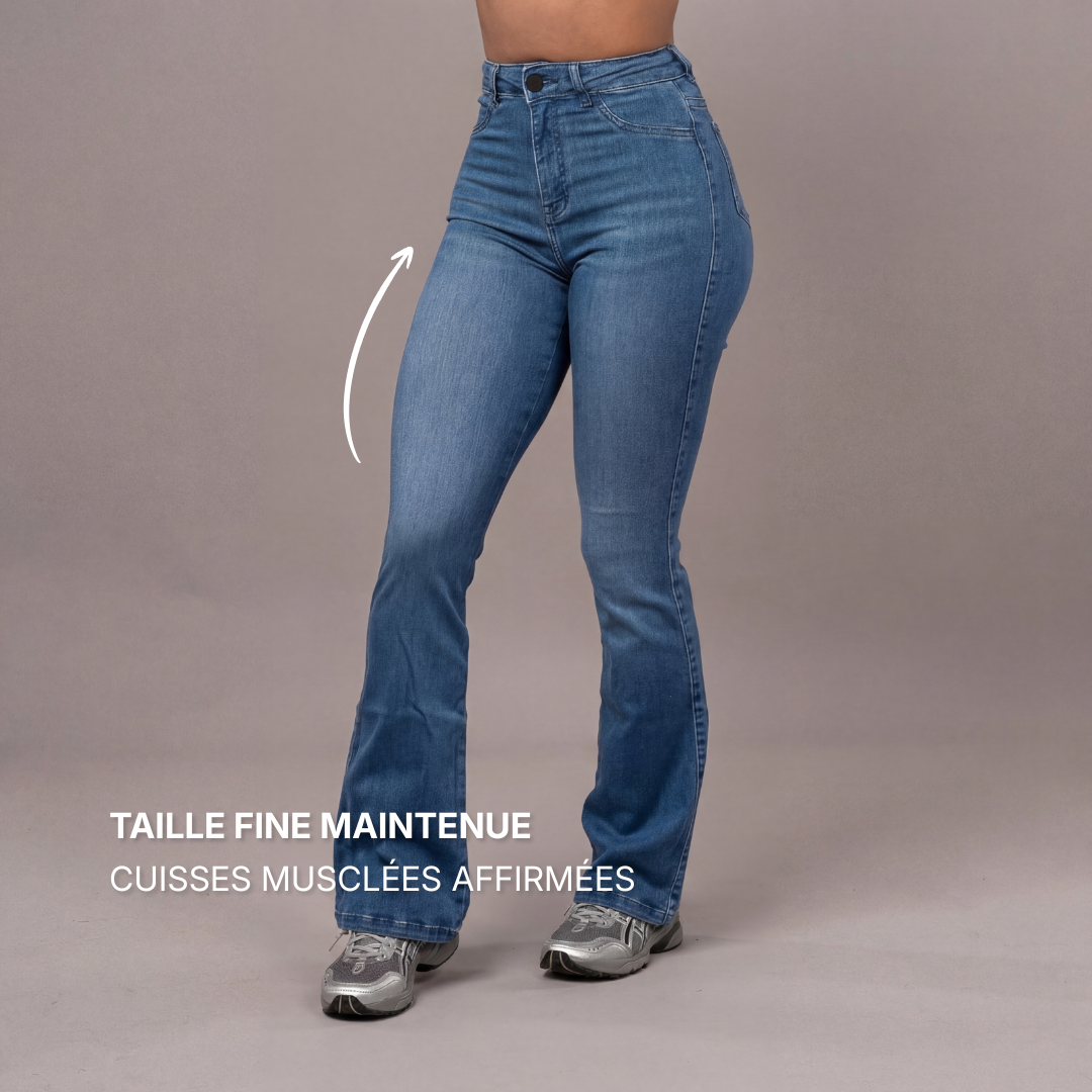 Jean Flare  | Taille Haute - Bleu