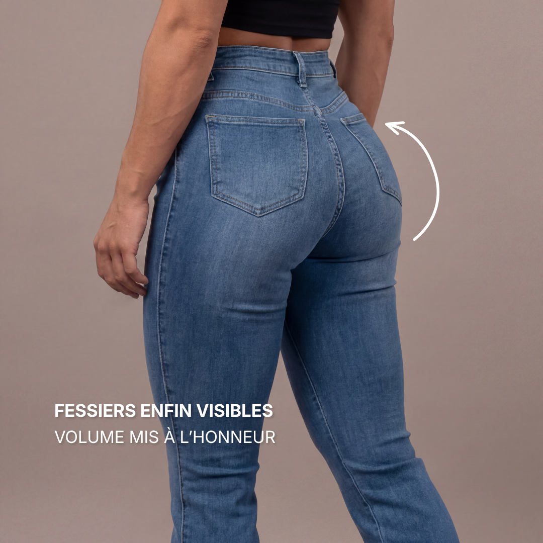 Jean Flare  | Taille Haute - Bleu