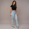 Jean Flare  | Taille Haute - Bleu Clair