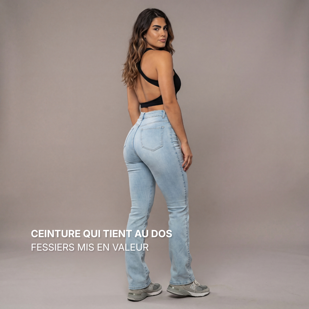 Jean Flare  | Taille Haute - Bleu Clair