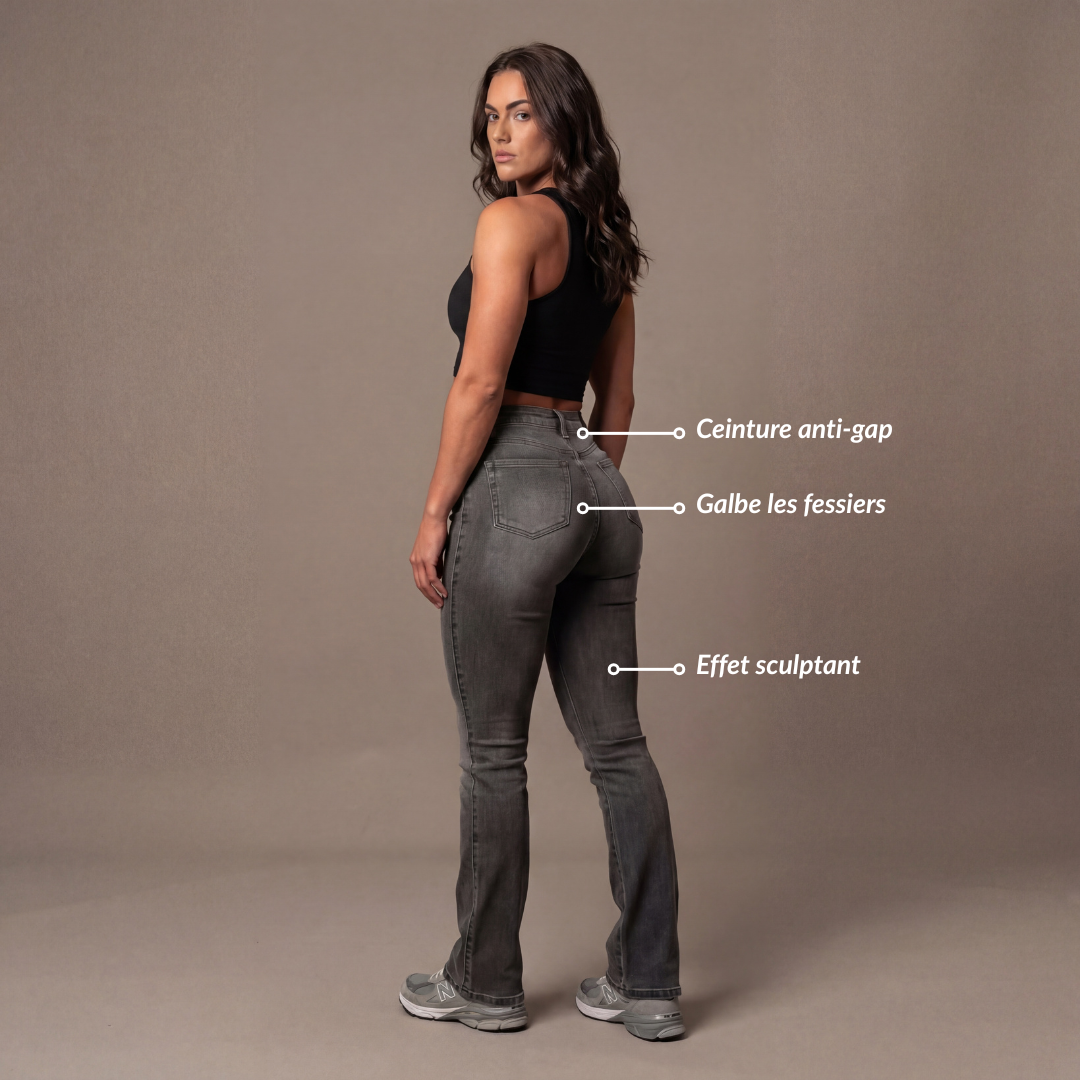 Jean Flare Sculptant  | Taille Haute - Gris