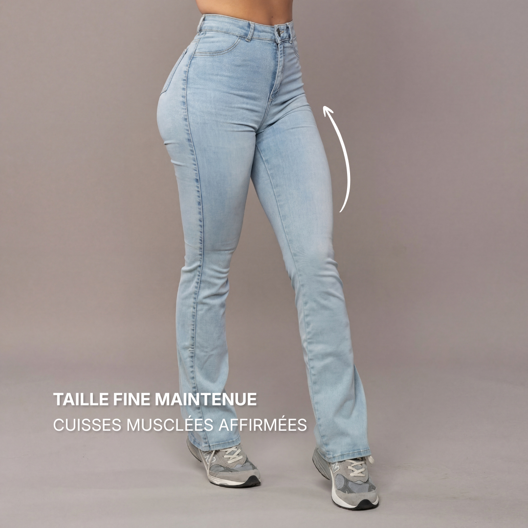 Jean Flare  | Taille Haute - Bleu Clair