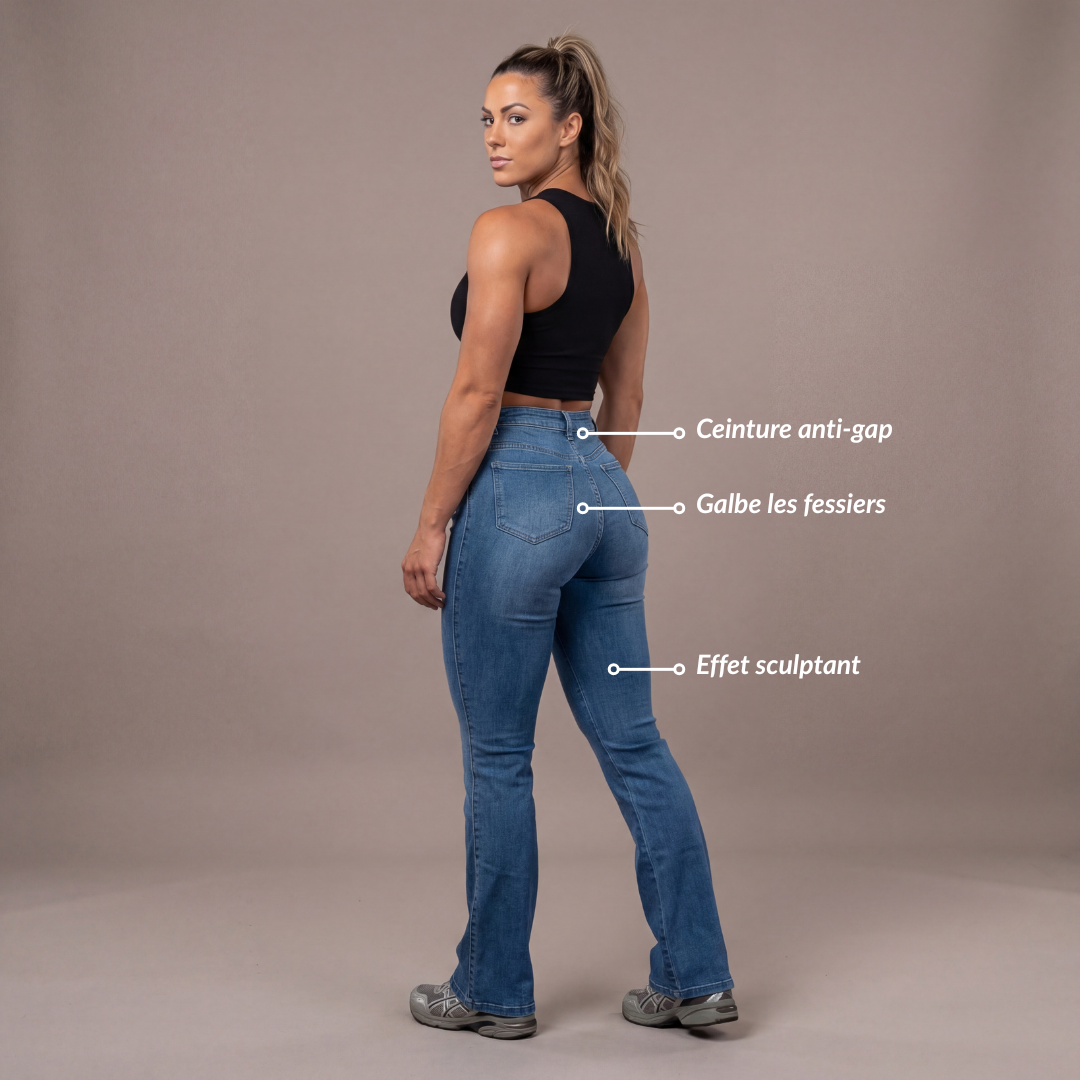 Jean Flare Sculptant  | Taille Haute - Bleu