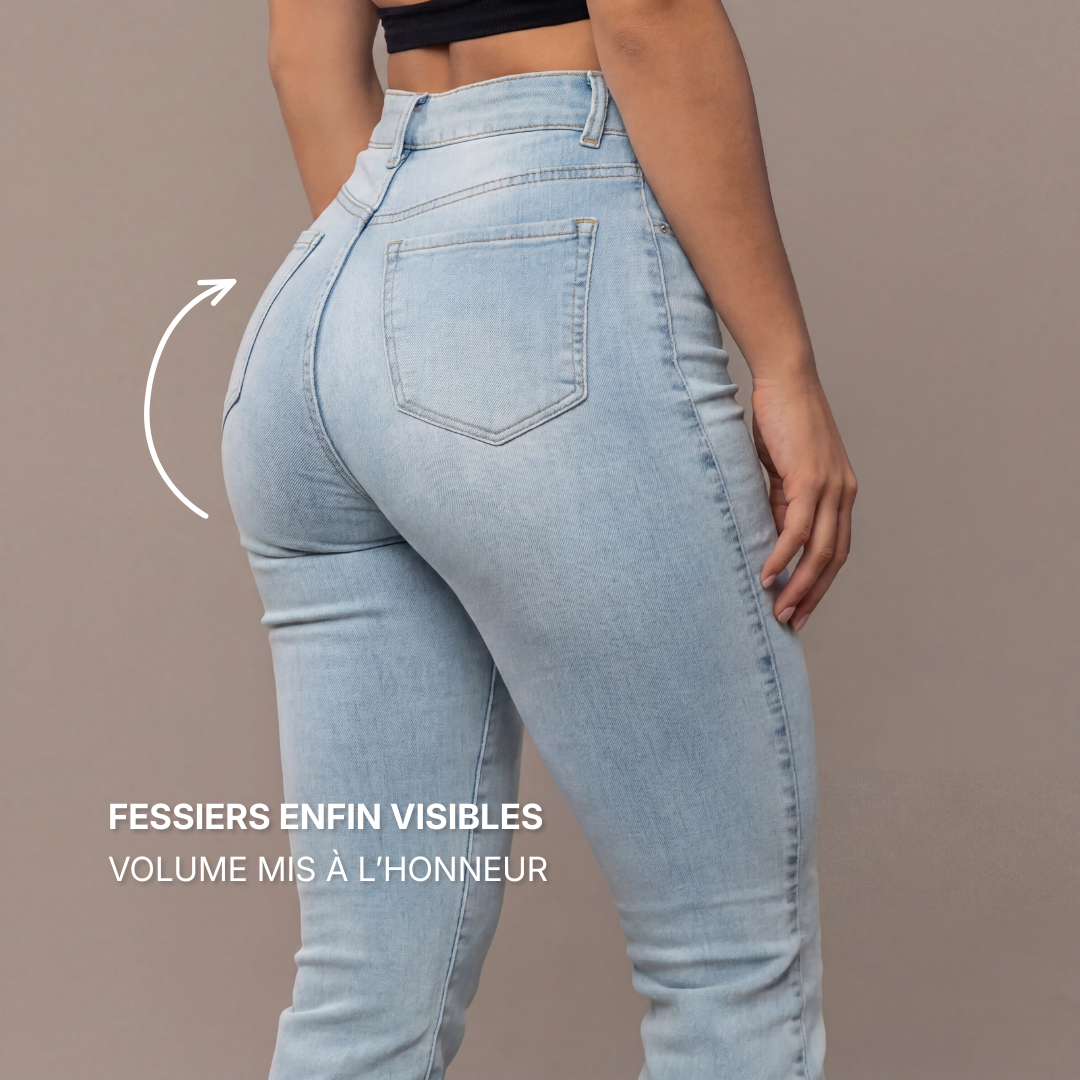 Jean Flare  | Taille Haute - Bleu Clair