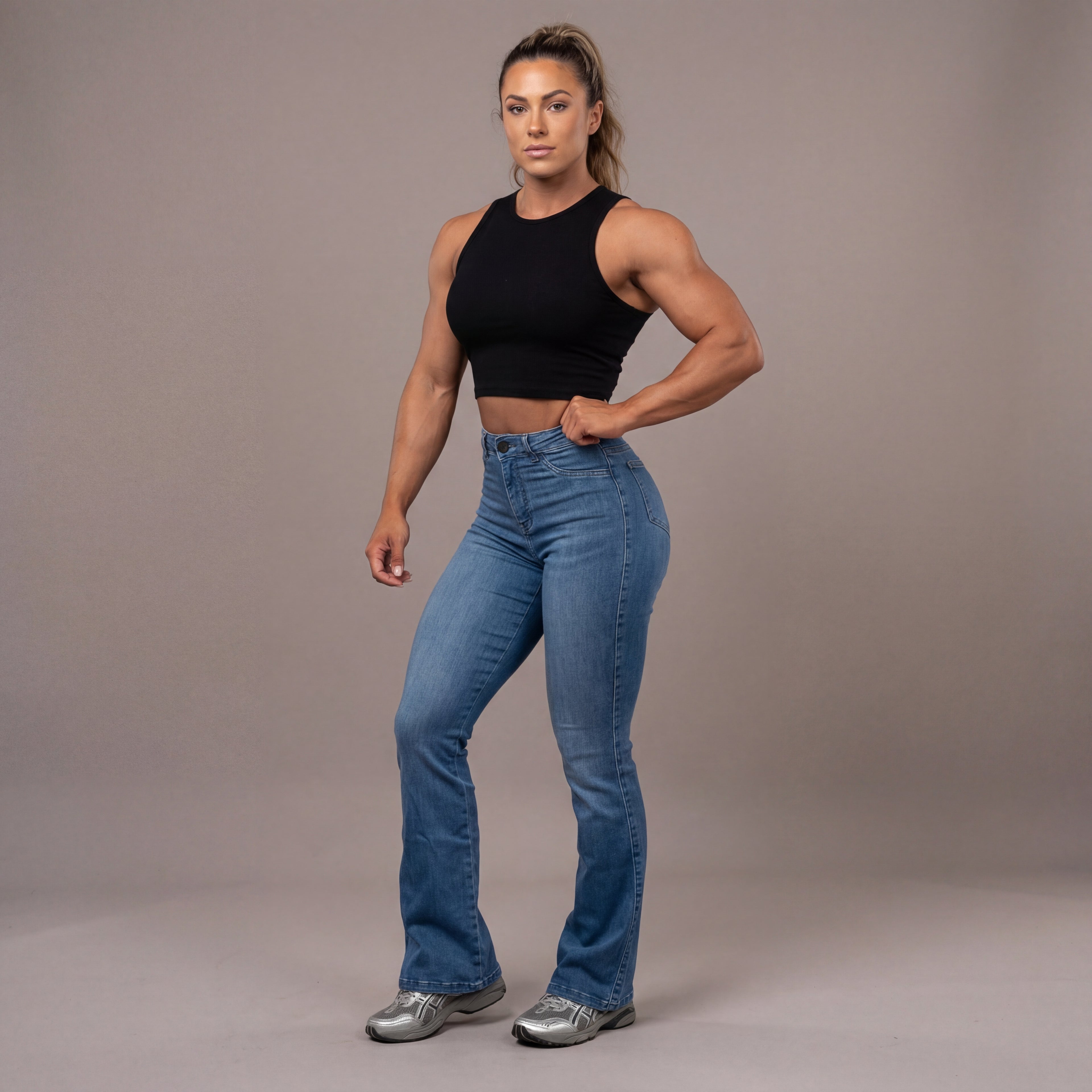 Jean Flare Sculptant  | Taille Haute - Bleu