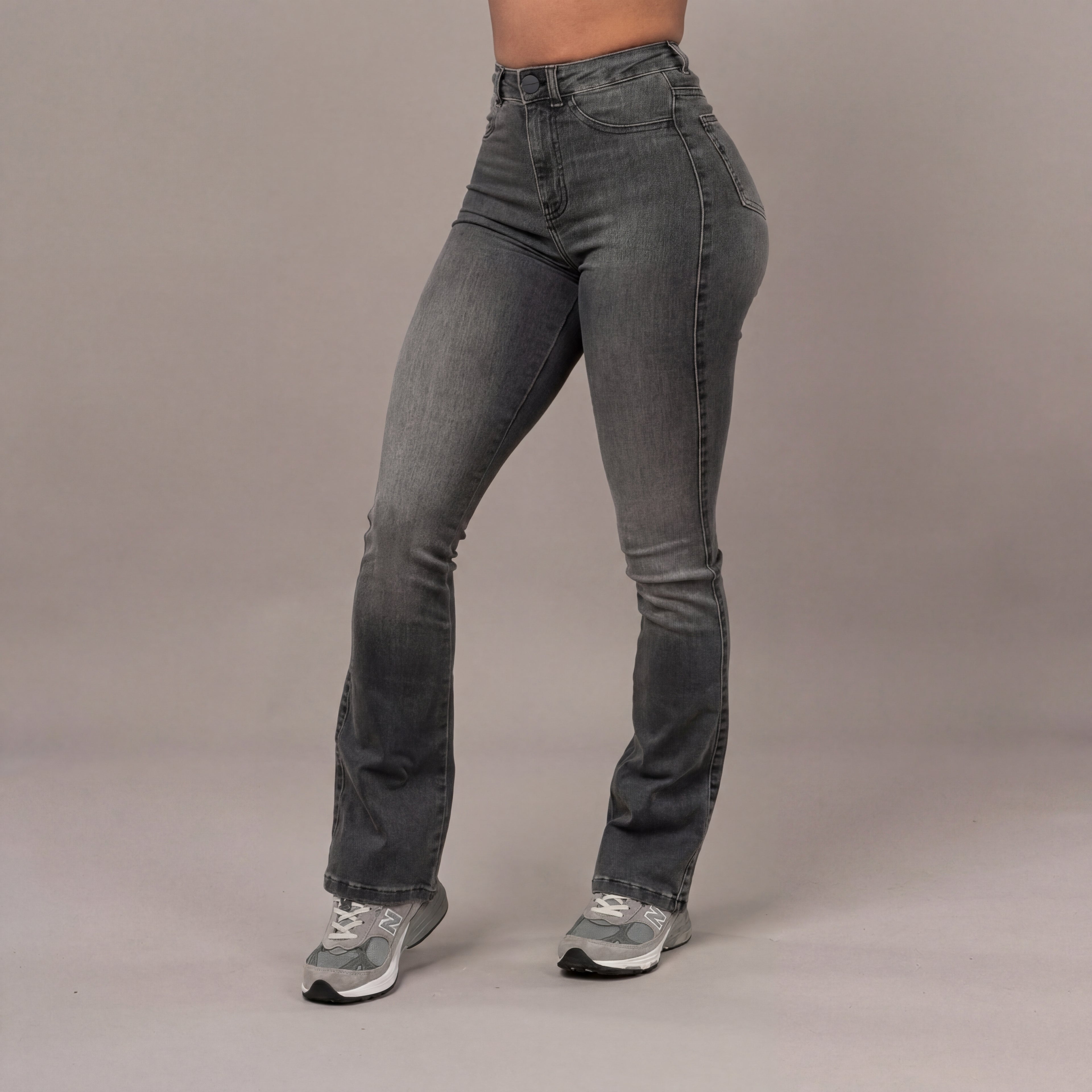 Jean Flare Sculptant  | Taille Haute - Gris